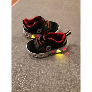 Sketchers Sport Light Up Sneakers Black/Red/Yellow GUC Size Toddler 8